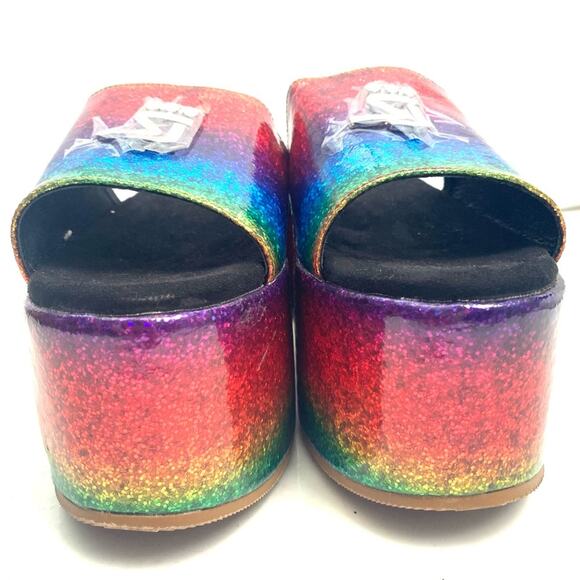 Shane Justin Rainbow Platform Glitter Sandals Size 39/ US 8.5 - Picture 2 of 9
